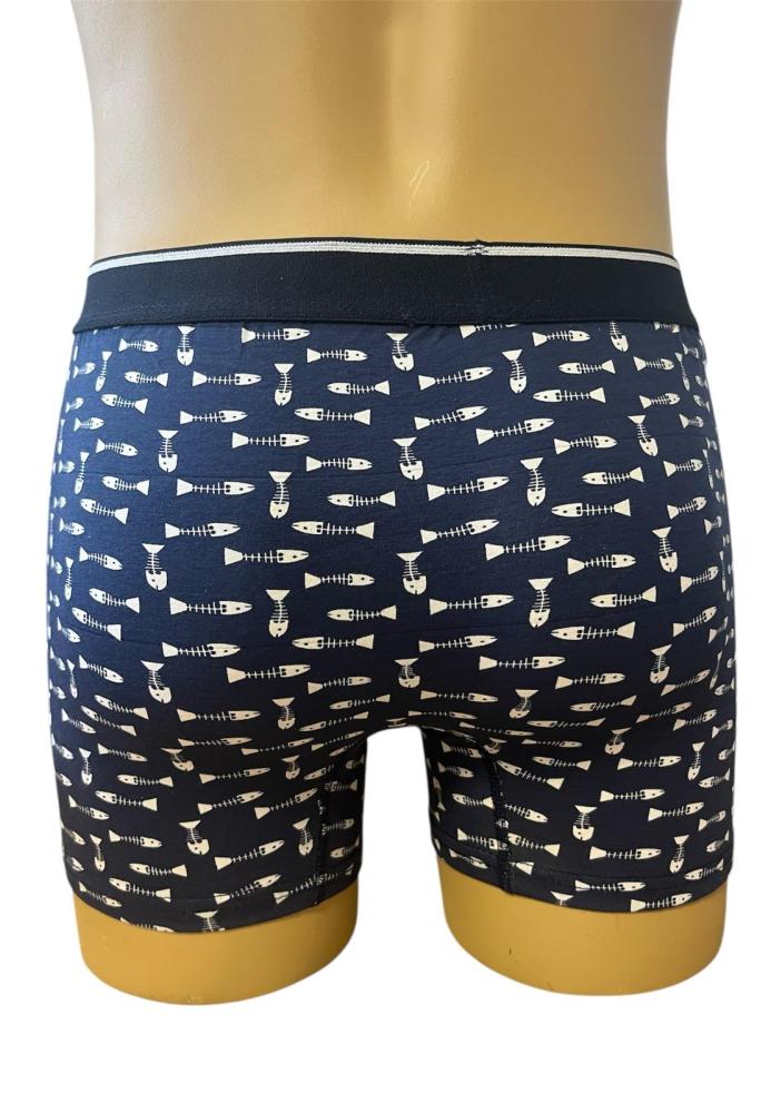 Boxeri de barbati veseli ,imprimeu peste ,culoare bleumarin ,En-gros